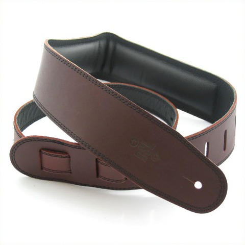 DSL 2.5'' Padded Garment Leather Strap, Saddle Brown with Black Stitch GEG25-17-2