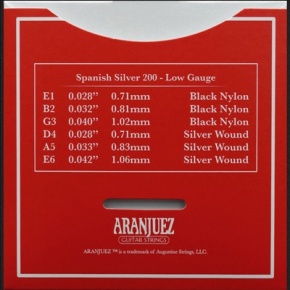 Aranjuez Classical Guitar Strings Spanish Silver Set 200 Low Gauge