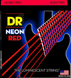 DR Hi-Def Neon Red Coated Electric Guitar Strings, Medium 10-46