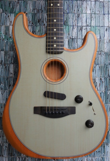 Fender American Acoustasonic Stratocaster, Ebony Fingerboard, Transparent Sonic Blue