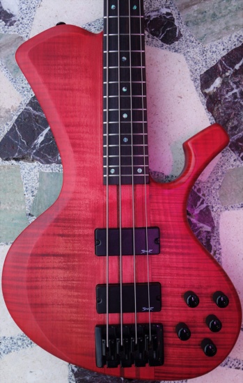 Spear S-2 Bass Guitar, Transparent Red