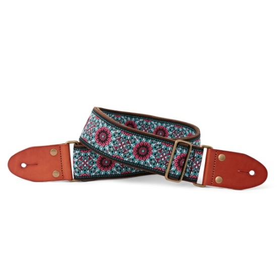 Isuzi GT-55 Suede Patterned Guitar Strap, Pink Lotus