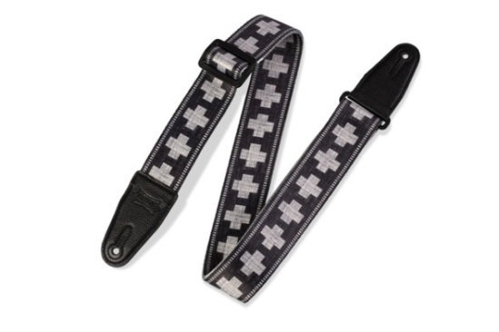 Levy's Sublimation Polyester Guitar Strap Black with White Cross MP2SLD-008