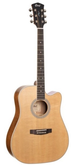 Cort Pure Series All-Solid Dreadnought Cutaway, Natural Satin