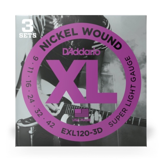 D'Addario 09-42 Super Light, XL Nickel Electric Guitar Strings Triple Pack