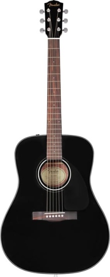 Fender CD-60 Dreadnought V3 DS, Walnut Fingerboard, Black with Hard Case