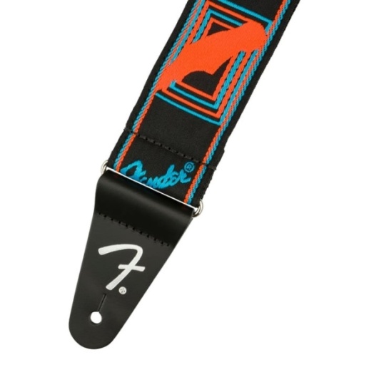 Fender Neon Monogrammed Strap, Blue and Orange, 2''