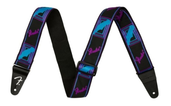 Fender Neon Monogrammed Strap, Blue and Purple, 2''