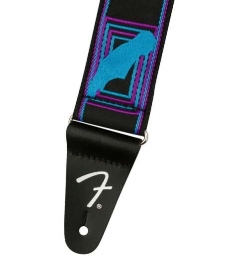 Fender Neon Monogrammed Strap, Blue and Purple, 2''