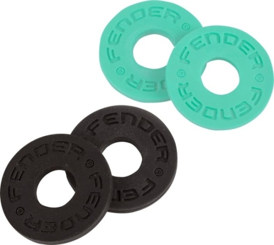 Fender Strap Blocks 4-Pack, 2 Black and 2 Surf Green