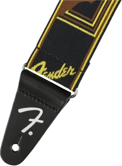 Fender WeighLess Monogram Strap, Black/Yellow/Brown, 2''