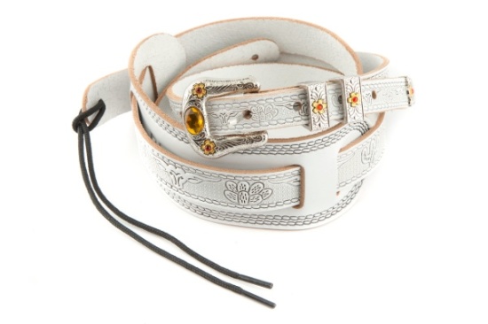 Gretsch Vintage Tooled Leather Guitar Strap, White