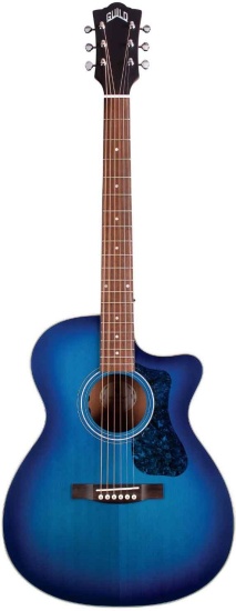 Guild Westerly Collection OM-240CE Electro-Acoustic Orchestra Cutaway, Dark Blue Burst