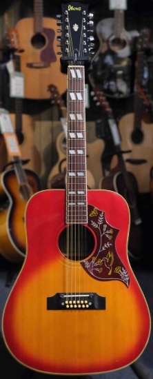 Ibanez Mid 70's 684-12 Concord Series Singing Bird 12-String Acoustic Dreadnought, Cherry Sunburst (Pre-Owned)