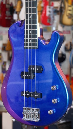 Journey Instruments Overhead OEB990BP Bass Travel Guitar, Blue Purple Color-Shift