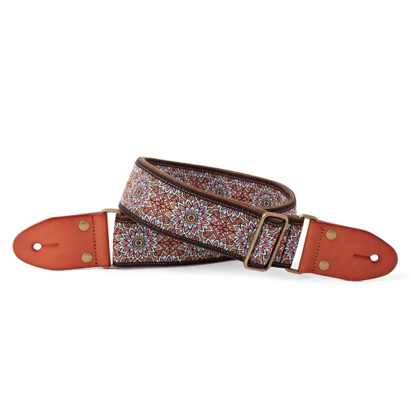 Isuzi GT-50 Suede Patterned Guitar Strap, Multi Lotus