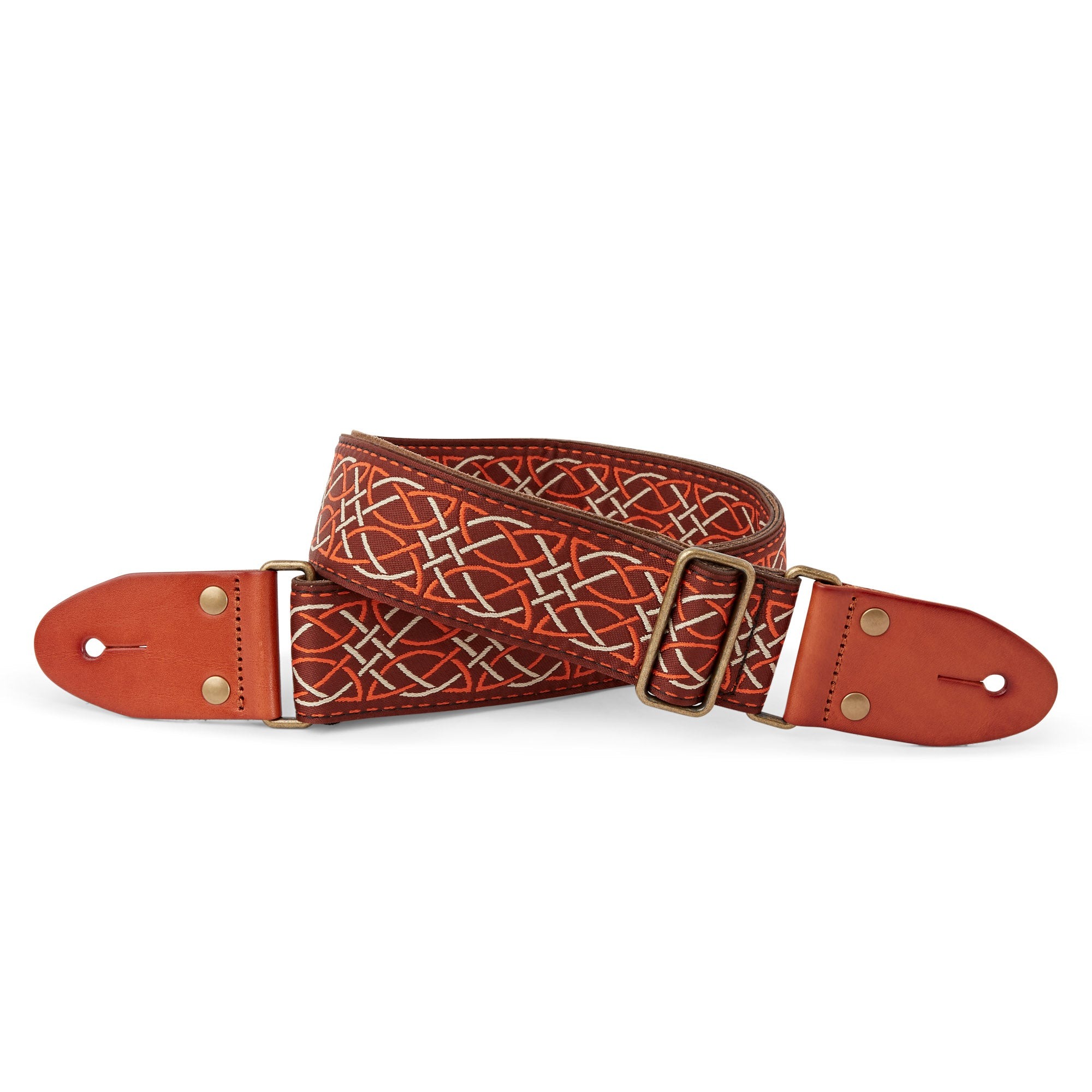 Isuzi GT-51 Suede Patterned Guitar Strap, Orange Druid