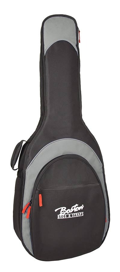 Boston Super Packer Gig Bag for Acoustic Guitar, Black and Grey