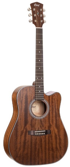 Cort Pure Series All-Solid Dreadnought Cutaway, Mahogany Satin