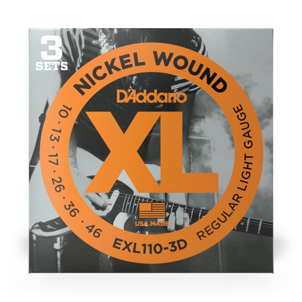 D'Addario 10-46 Regular Light, XL Nickel Electric Guitar Strings Triple Pack