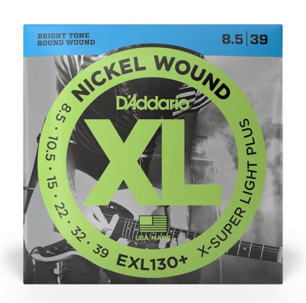 D'Addario EXL130+ Nickel Wound Electric Guitar Strings, Extra-Super Light, 08.5-39