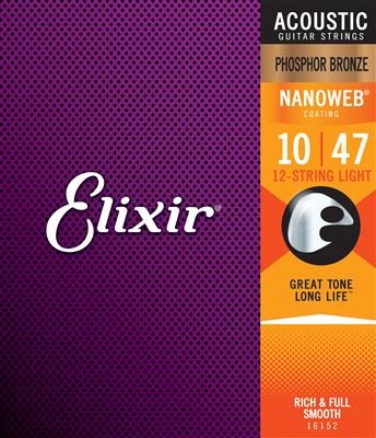 Elixir Nanoweb Phosphor Bronze 12-String Acoustic Guitar Strings, 10-47 Light