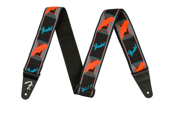 Fender Neon Monogrammed Strap, Blue and Orange, 2''