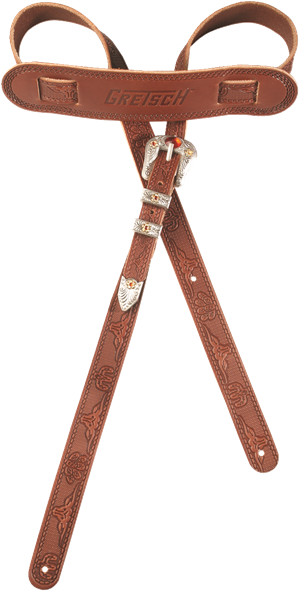 Gretsch Vintage Tooled Leather Guitar Strap, Walnut