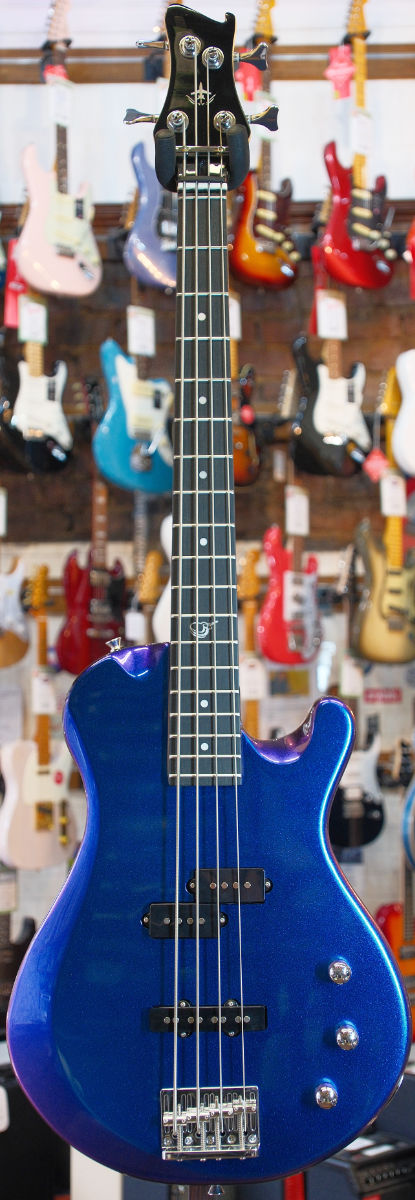 Journey Instruments Overhead OEB990BP Bass Travel Guitar, Blue Purple Color-Shift