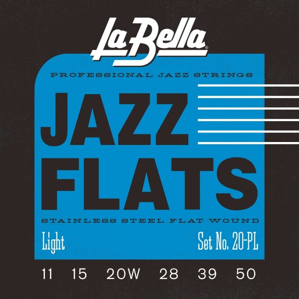 La Bella Jazz Flats 1920PL Professional Jazz Flatwound Guitar Strings, Light 11-50