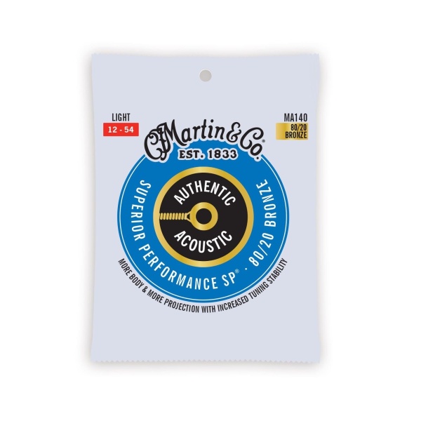 Martin Authentic Acoustic SP Guitar Strings, 80/20 Bronze Light 12-54 MA140