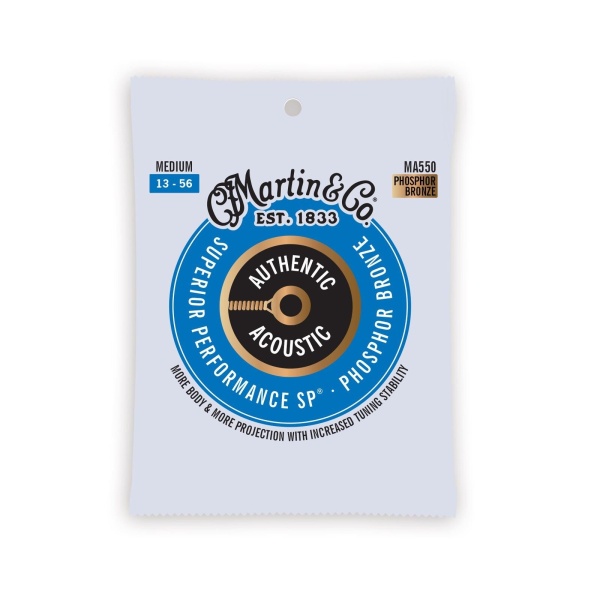 Martin Authentic Acoustic SP Guitar Strings, Phosphor Bronze Medium 13-56 MA550