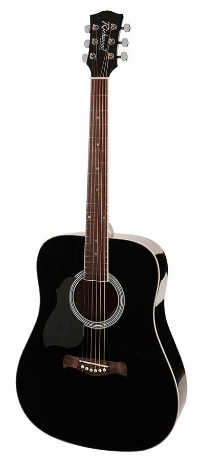 Richwood RD-12 Left-Handed Dreadnought Acoustic, Black