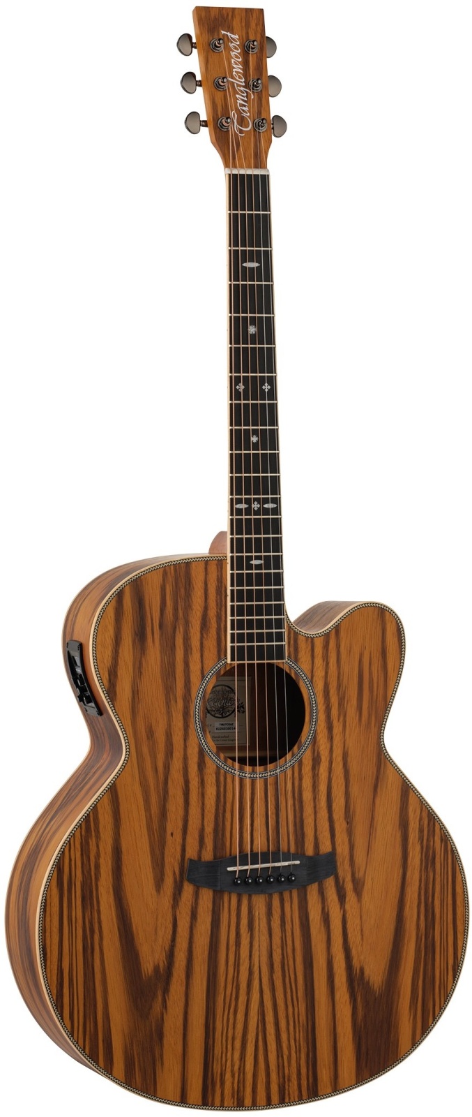 Tanglewood Reunion Pro Series TRU7CE AZ Electro-Acoustic Super Jumbo Cutaway, All Zebrano