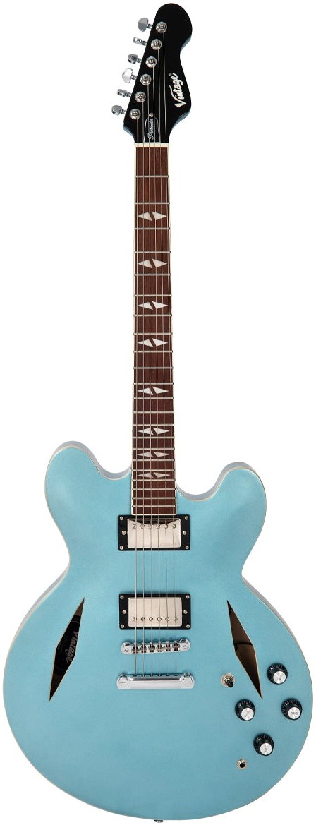 Vintage ReIssued Series VSA550 'The Pretender' Semi Acoustic Guitar, Gun Hill Blue