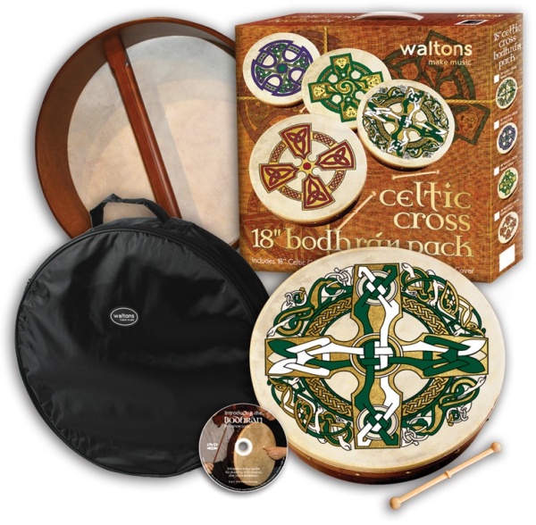 Waltons 18'' Bodhran Starter Pack, Gaelic Cross