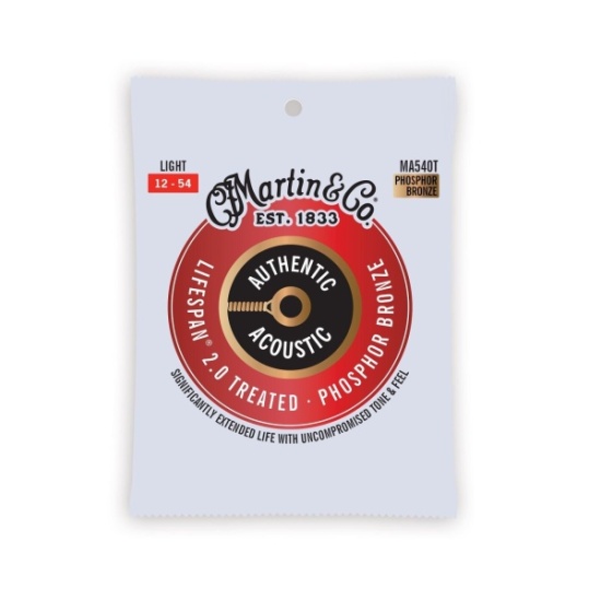 Martin Authentic Acoustic Lifespan 2.0 Guitar Strings, Phosphor Bronze Light 12-54 MA540T