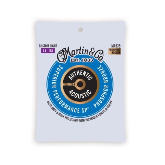 Martin Authentic Acoustic SP Guitar Strings, Phosphor Bronze Custom Light 11-52 MA535