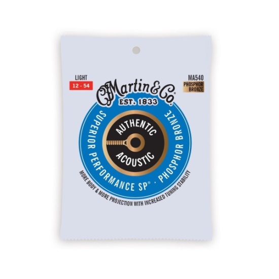 Martin Authentic Acoustic SP Guitar Strings, Phosphor Bronze Light 12-54 MA540