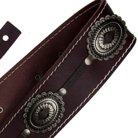 Richter Motrhead Genuine Leather Guitar Strap, Brown Old Silver