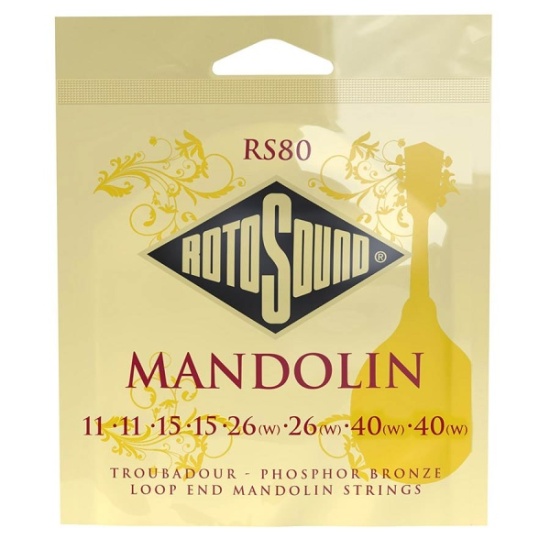 Rotosound RS80 Troubador Mandolin Strings Phosphor Bronze Loop End, 11-40