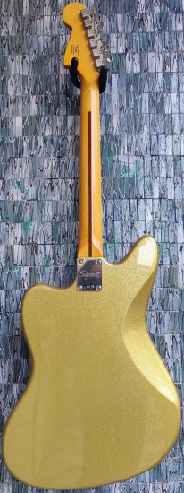 Squier FSR Limited Edition Classic Vibe '70s Jaguar, Matching Headstock, Gold Sparkle