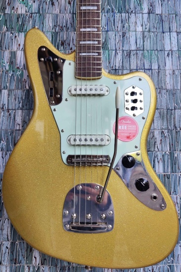 Squier FSR Limited Edition Classic Vibe '70s Jaguar, Matching Headstock, Gold Sparkle