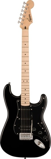 Squier Sonic Stratocaster HSS, Maple Fingerboard, Black Pickguard, Black