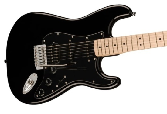 Squier Sonic Stratocaster HSS, Maple Fingerboard, Black Pickguard, Black