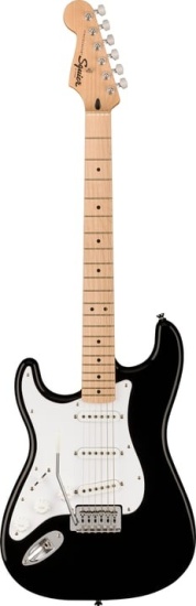 Squier Sonic Stratocaster Left-Handed, Maple Fingerboard, White Pickguard, Black