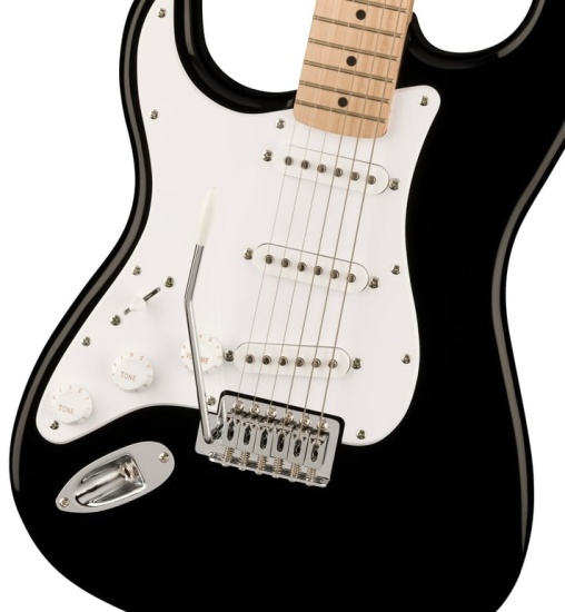 Squier Sonic Stratocaster Left-Handed, Maple Fingerboard, White Pickguard, Black