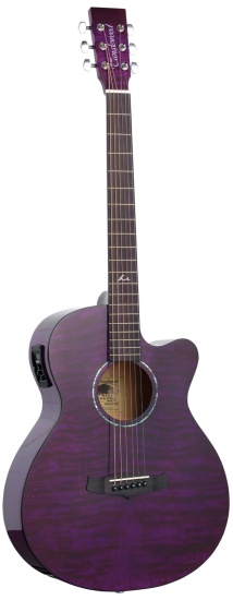 Tanglewood Azure Series TA4CEPU Electro-Acoustic Super Folk Cutaway, Foxglove Purple Gloss